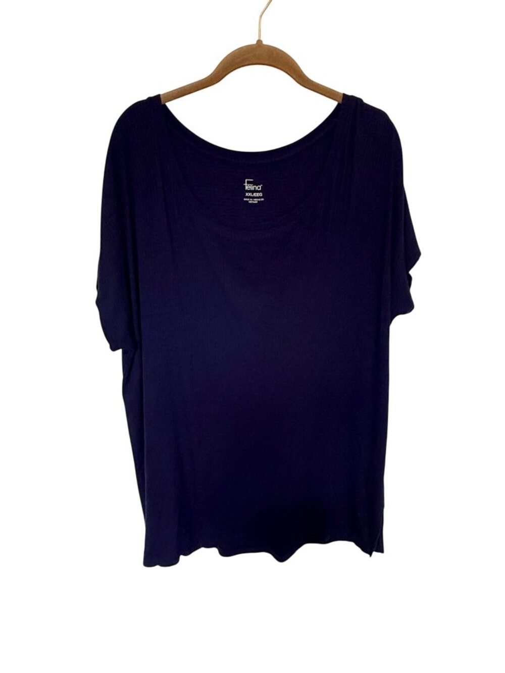 Felina Knit Tunic top Navy Blue Ribbed  Womans 2X